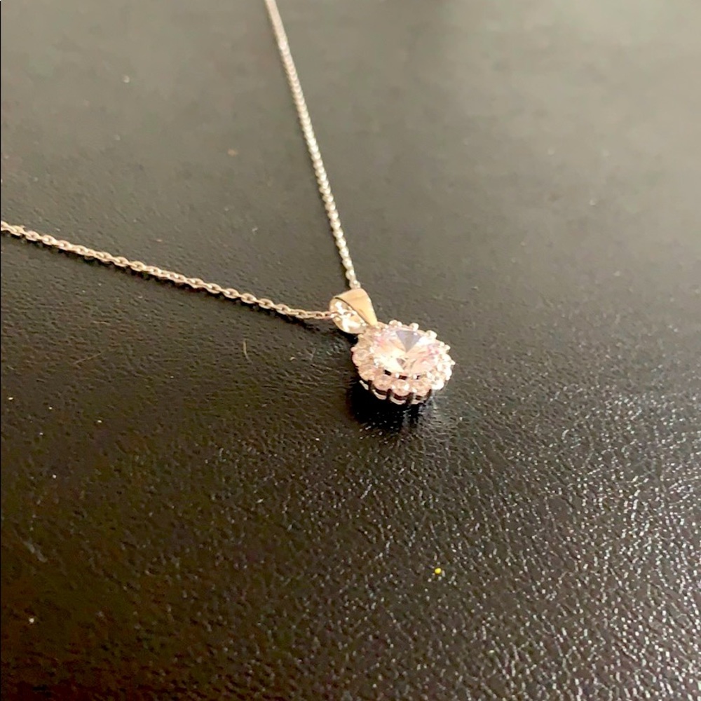 16 in sterling silver CZ pendant necklace